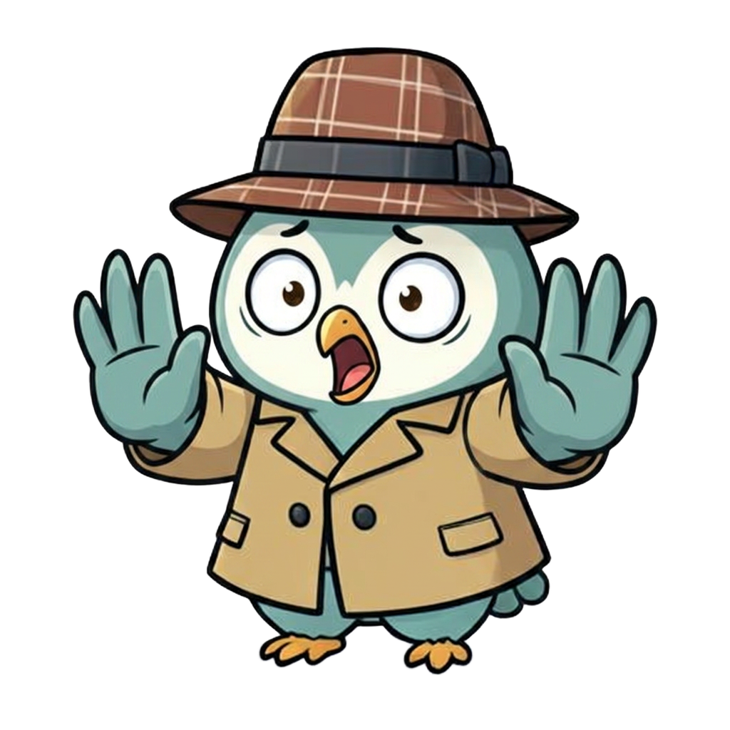 Gogo the owl, wings up warning you to stop
